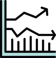 Poster - This simple icon depicts a line graph with one line trending upwards and one trending downwards