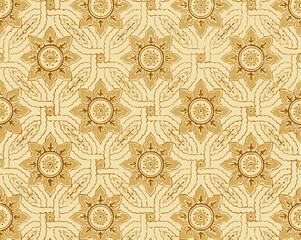 Pattern of ornate gold flowers on a light-blue background. perfect for wallpaper, textiles, and more.Vintage floral wallpaper with a dark black background, red and yellow roses, and a gold decorative 