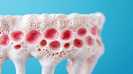 Wall Mural - Close-up of Bone Structure with Red Marrow Detail