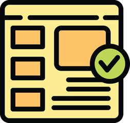 Poster - Website page being optimized with check mark symbol for search engine, ensuring good ranking and visibility