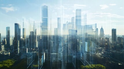 Poster - Smart city in the future. Modern city and business technology 