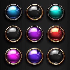 Asset of Colorful glossy buttons for game element, Illustration