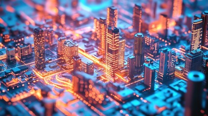 Aufkleber - Smart city in the future. Modern city and business technology 