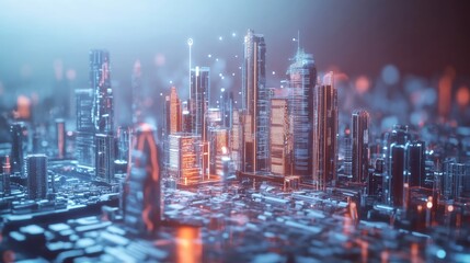 Aufkleber - Smart city in the future. Modern city and business technology 