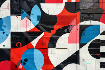 Wall Mural - A colorful mural with a lot of different shapes and colors