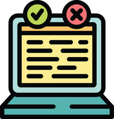 Poster - Laptop showing online survey with checkmark and cross icons representing yes or no answers