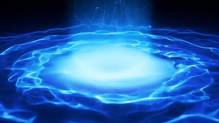 Canvas Print - blue energy swirling around the white center of an electric field, against a black background, hyper