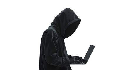 Poster - a human in black hoodie using a laptop