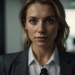 Beautiful Business Woman in Grey Business Suit