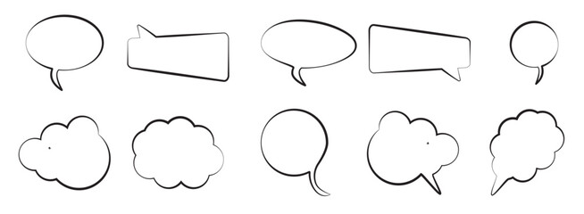 Wall Mural - speech and thought bubbles with shadow icon set vector. editable stroke