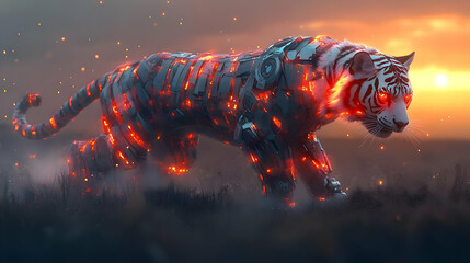 Wall Mural - Cybernetic Tiger Illustration