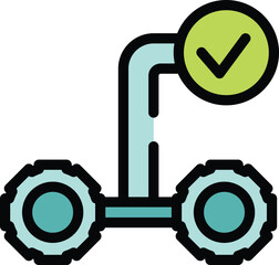 Poster - This color icon depicts a delivery robot successfully completing an order, as shown by the green checkmark