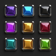Asset of Colorful glossy buttons for game element, Illustration