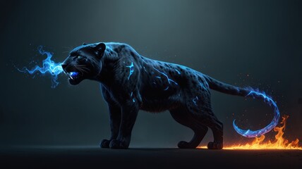 Sticker - Black Panther with Blazing Tail