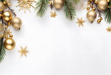 Wall Mural - christmas frame background with gold ornaments