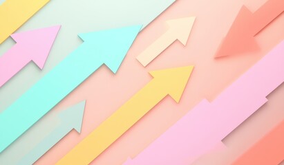 A colorful background with arrows pointing in different directions, representing the concept of diversity and change during product development for graphic design Generative AI