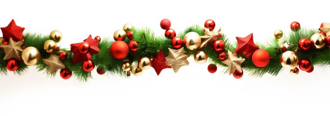 Wall Mural - christmas garland border with red and gold ornaments