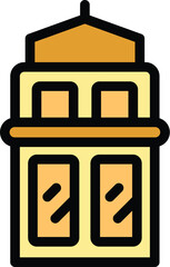 Poster - Simple two story building with an attic, thin line vector illustration for web design or mobile app
