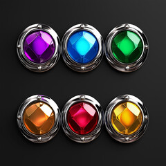 Asset of Colorful glossy buttons for game element, Illustration