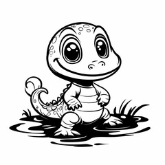 Cute Cartoon Alligator Illustration