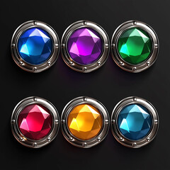Asset of Colorful glossy buttons for game element, Illustration