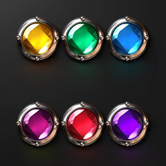 Asset of Colorful glossy buttons for game element, Illustration