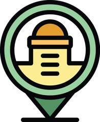 Poster - Location pin pointing a government building with columns, potentially a court or city hall