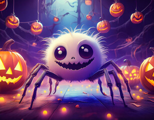 Animation spider Halloween smiling character 