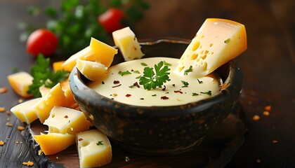 Wall Mural - Savory cheese sauce in a bowl, ready to enhance any dish