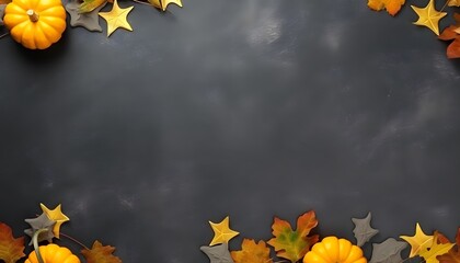 Wall Mural - autumn background with pumpkins & leaves