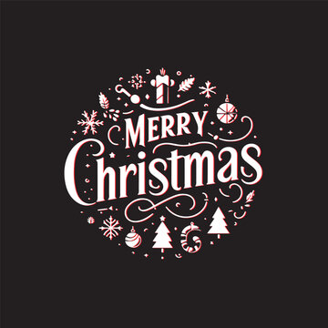 MERRY CHRISTMAS vector brush calligraphy with flourishes. Merry Christmas card. Hand drawn brush style modern calligraphy. vector design for greetings card, headline. t shirt print and others.