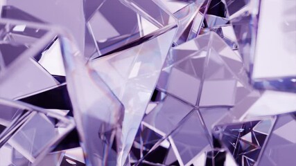 Poster - Modern background with polygonal crystals. A geometric golden surface in abstract 3D. Diamond reflection crystals are animated in the background. Move towards the camera
