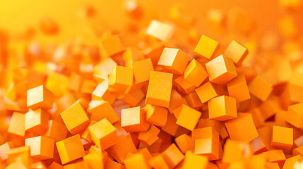 Aufkleber - Orange abstract cube arrangement fills the background with vibrant warmth and texture during a creative display