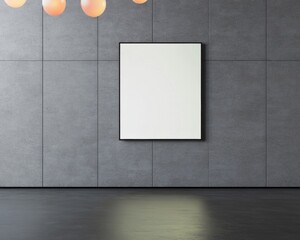 Poster - Modern Minimalist Studio with Blank Billboard Mockup and Colorful Balloon Reflections