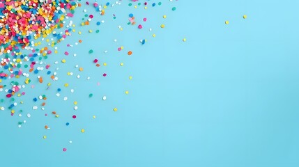 Colorful Sprinkles Falling on Blue Background