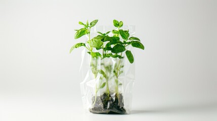 Wall Mural - Basil Plant in a Plastic Bag