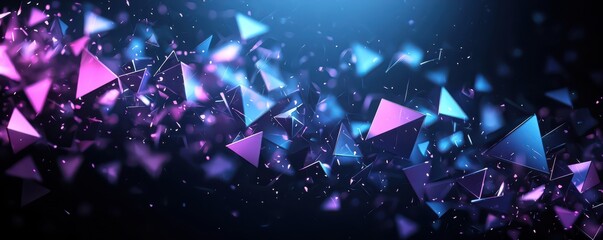 Poster - Abstract geometric background with blue and purple glowing triangles on a black backdrop.