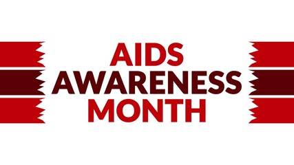 Wall Mural - AIDS Awareness Month In and Out text from split line animation on a white background. Which is observed every year in October to celebrate and wish AIDS Awareness Month.