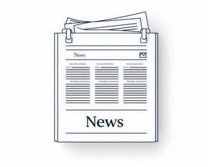 Minimalistic Newspaper Illustration with Bold 'News' on White Background - Graphic Design Concept for Editorial, Media, and Communication