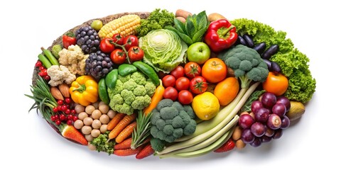 A Colorful Array of Fruits and Vegetables in a Wooden Bowl, healthy food, diet , vitamins