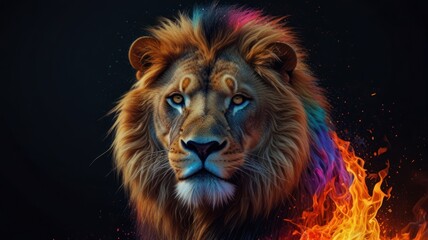 Sticker - Fiery Lion Portrait