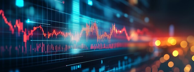 Poster - Dynamic financial chart showcasing market trends and analysis during evening trading hours