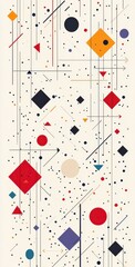 Poster - Abstract geometric pattern with vibrant colors and shapes including circles, squares, and lines creating a dynamic visual theme