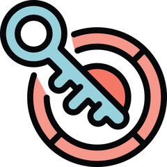 Poster - Key is unlocking a circular target, representing the achievement of business objectives and goals
