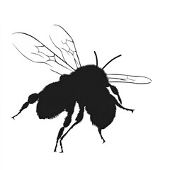 Wall Mural - Bumblebee Silhouette, Illustration Isolated On White Background