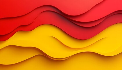 Poster - Abstract design featuring vibrant wavy layers of red and yellow, creating a dynamic and eye-catching visual effect.