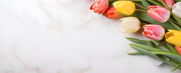 Wall Mural - easter table setting with tulips and eggs