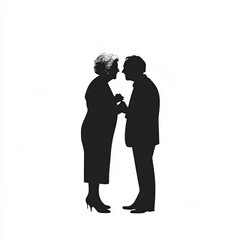 Wall Mural - Elderly Couple Silhouette, Illustration Isolated On White Background