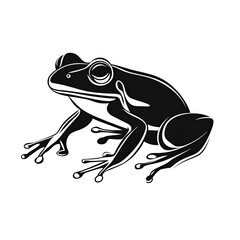 Frog Silhouette, Illustration Isolated On White Background