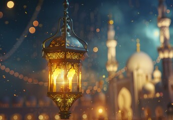 Eid Mubarak Lantern Mosque Background